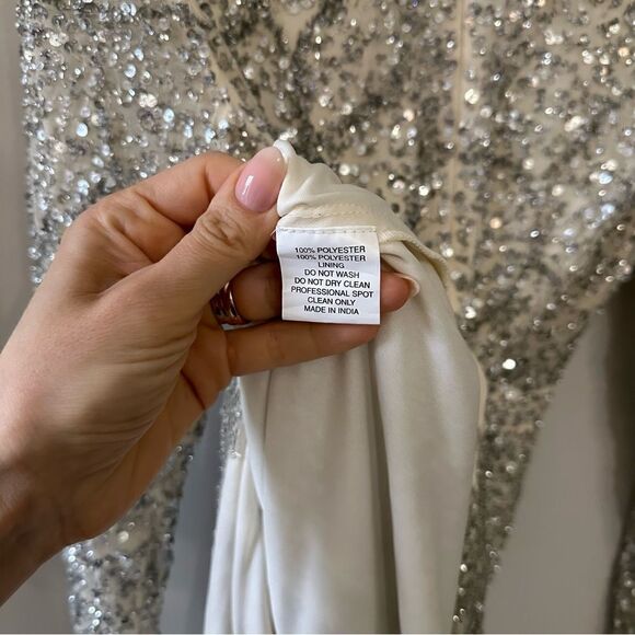 Mac Duggal 5741 Fringe Slit Plunging Neck Dress - Picture 10 of 11